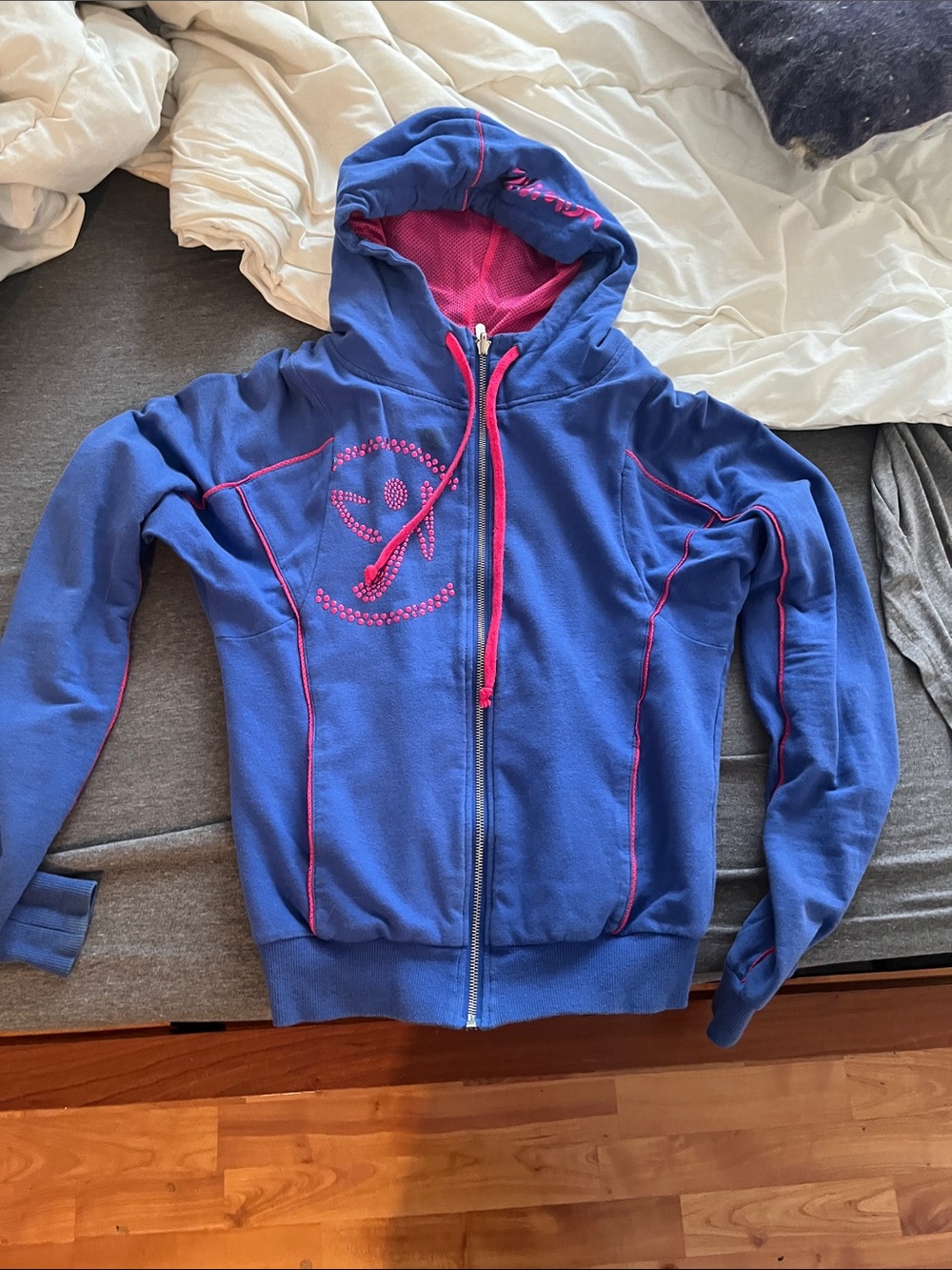 Zumba Fitness Blue Hoodie with Pink Accents